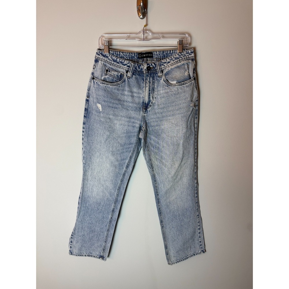 Empyre Men Jeans 30 Blue Logo 5 Pocket Straight Leg Stretch Outdoor Denim